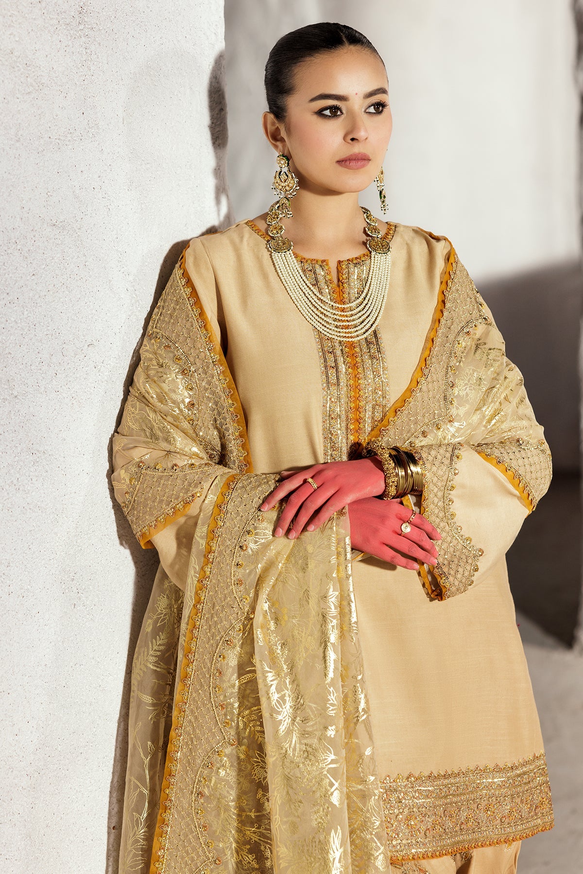 Charizma CMA-5-016 3-PC Embroidered Raw-Silk Suit
