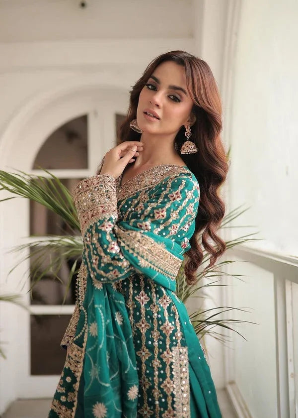Haseens official Sea Green Ready to wear Chiffon Collection