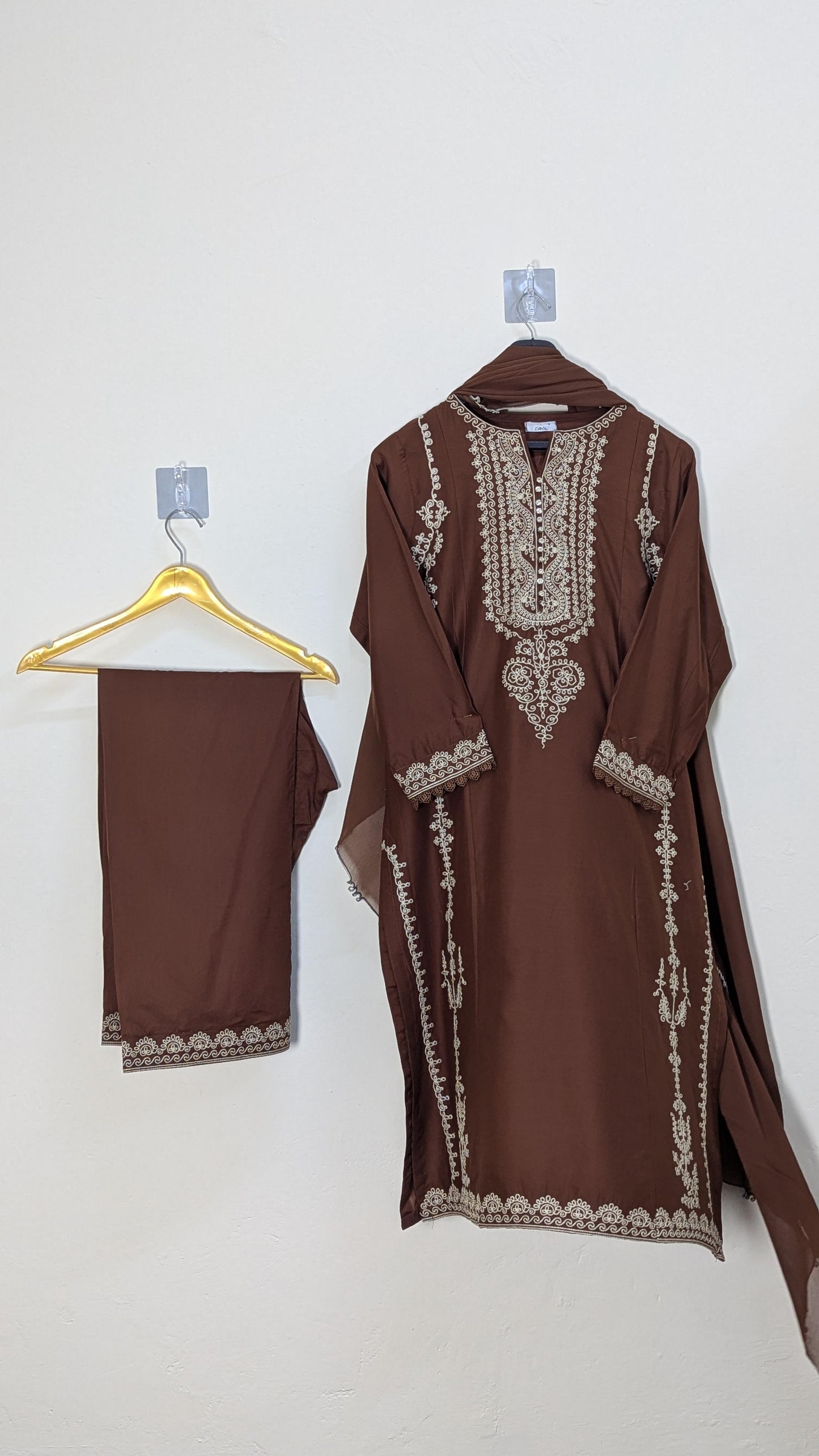 Amna Khurram Zimal-Aug6 Brown Ready to wear