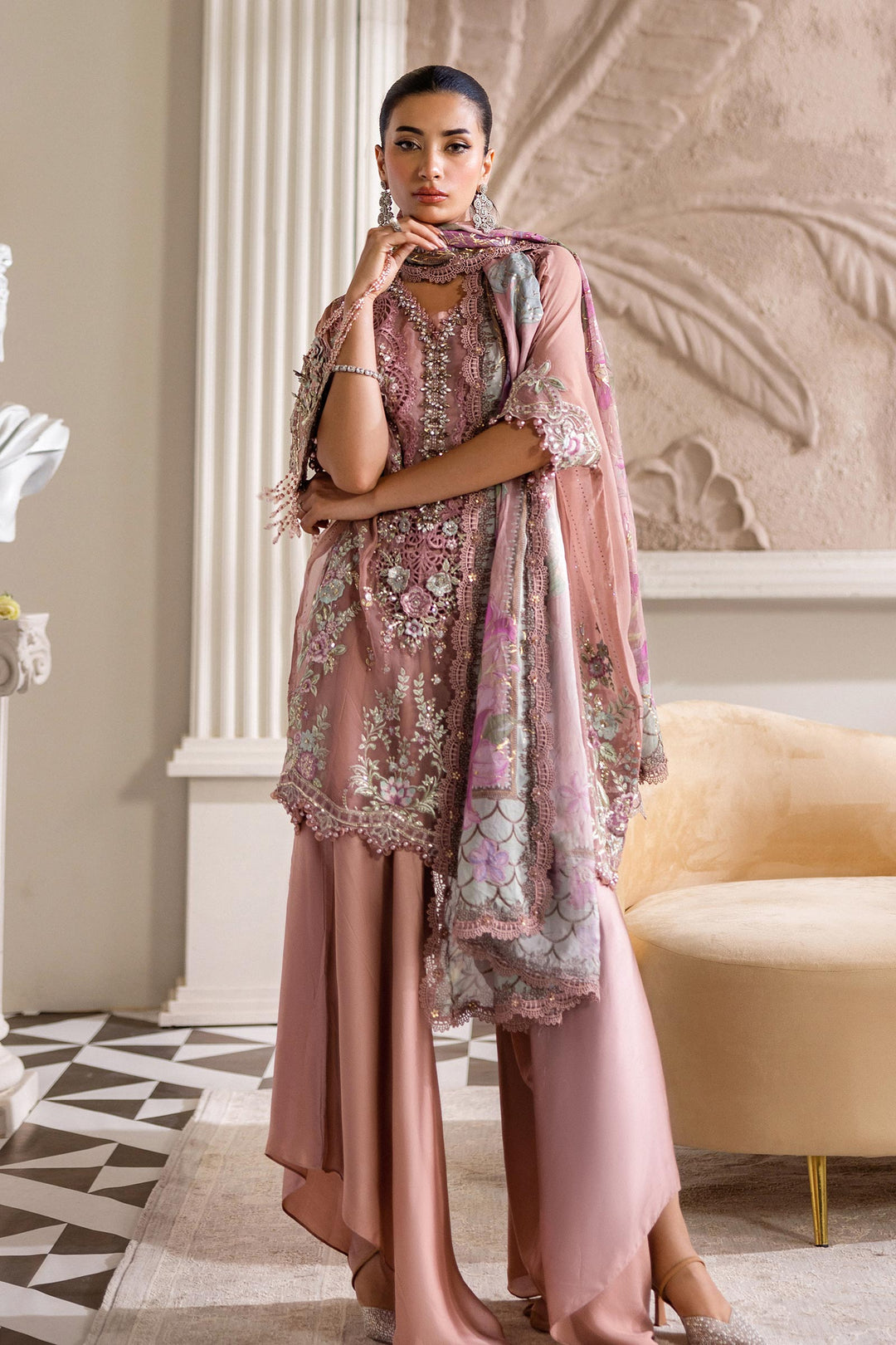 Maria B MPC-25-105 3 Piece Unstitched Embroidered Chiffon Suit