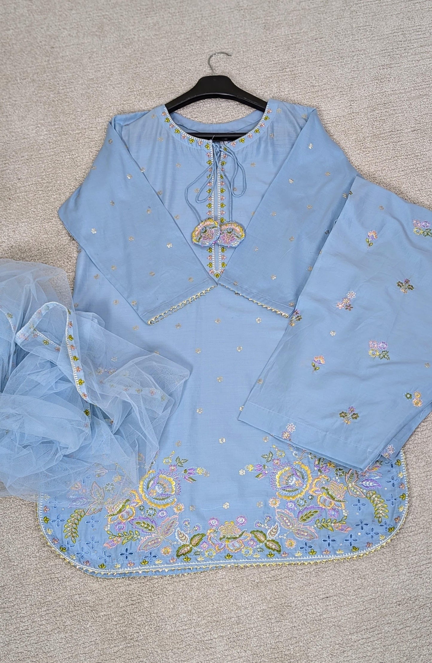 Amna Khurram Saima-Aug04 Sky-Blue Ready to wear
