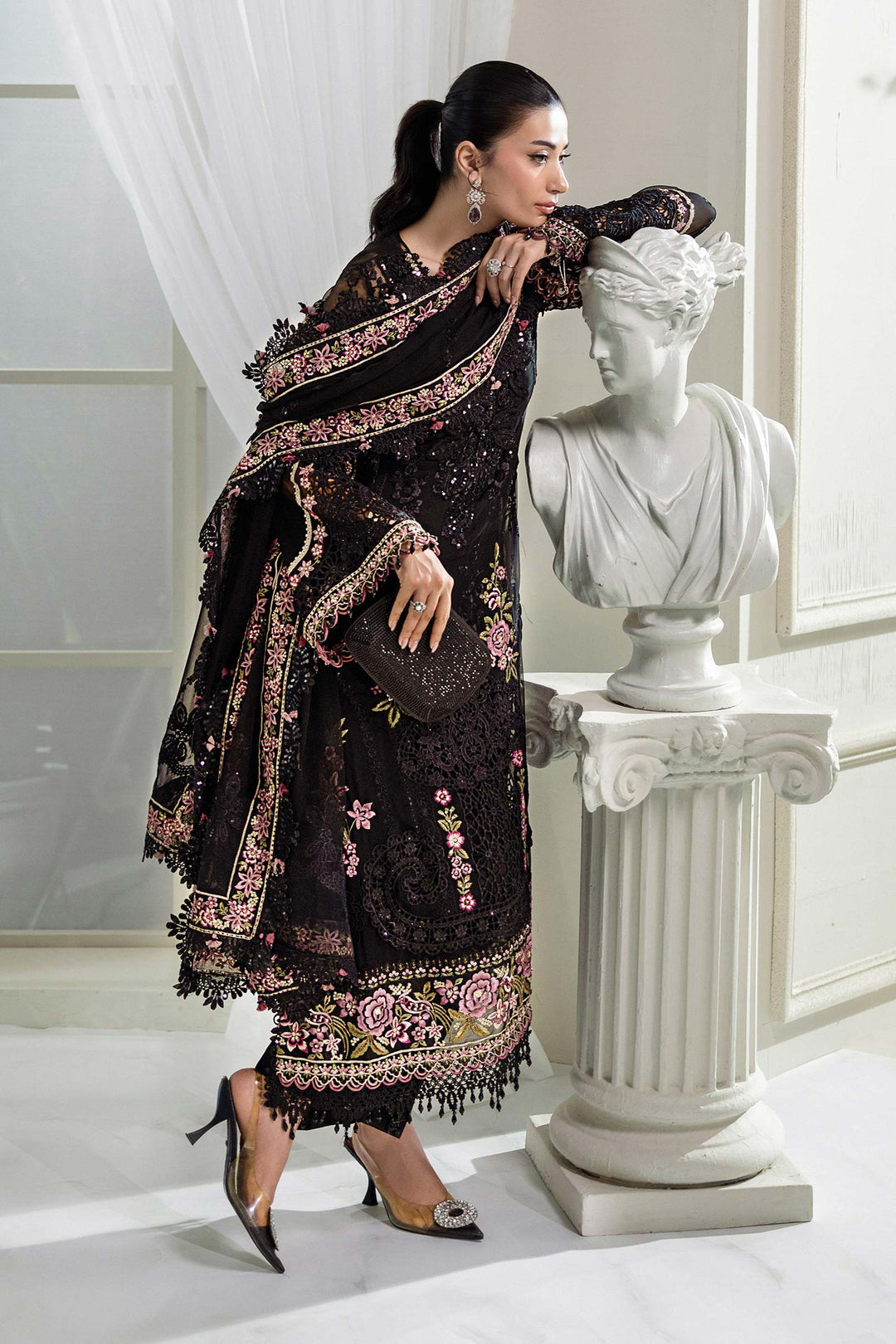 Maria B MPC-25-104 3 Piece Unstitched Embroidered Chiffon Suit