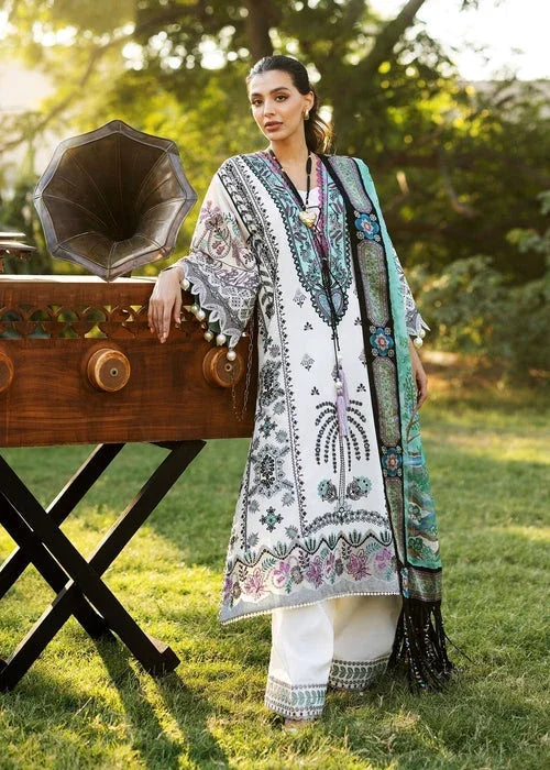 Sadaf Fawad Khan D02-B PALM ISLAND Siraa Embroidered Lawn Unstitched 3Pc Suit