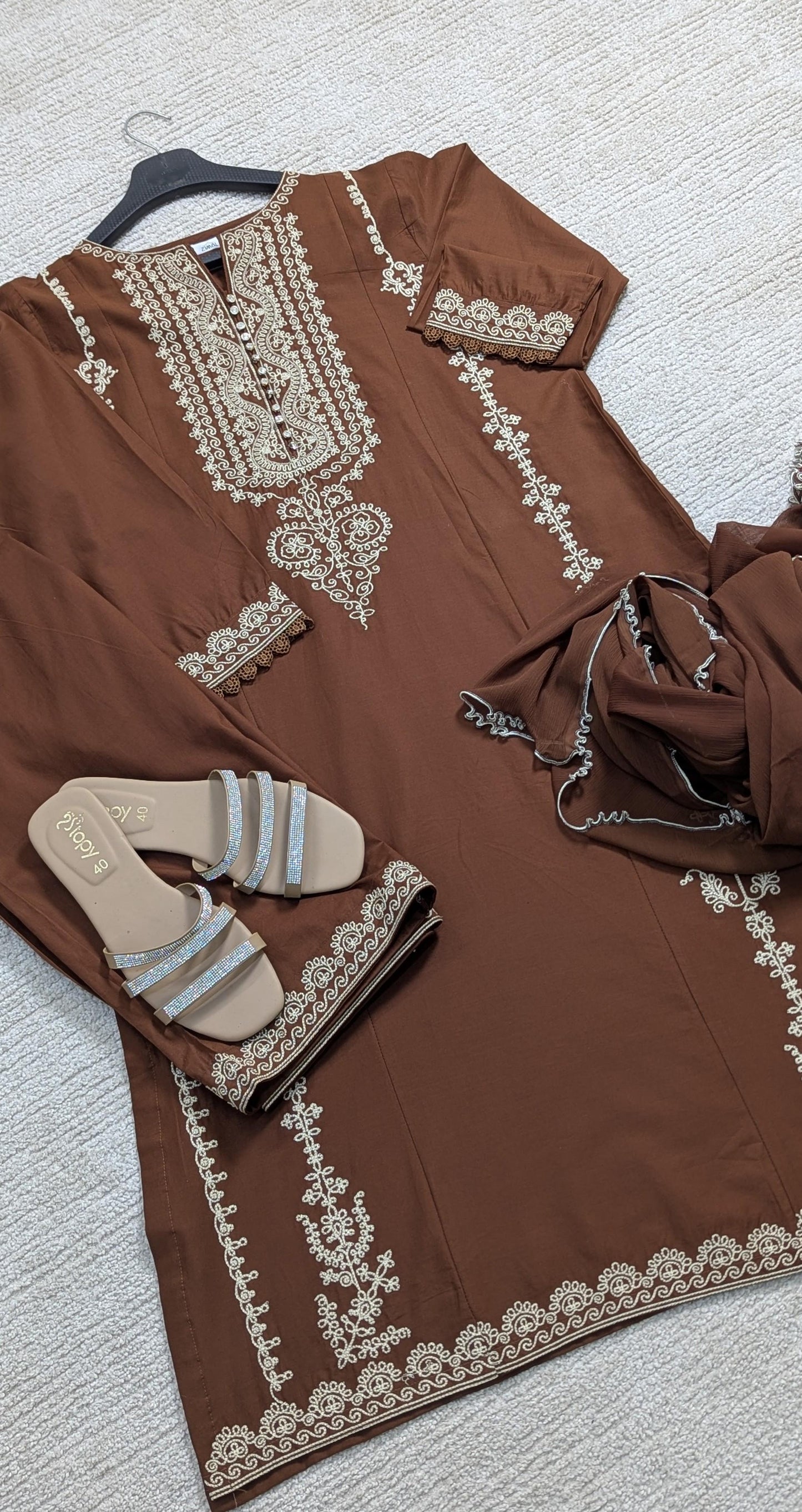 Amna Khurram Zimal-Aug6 Brown Ready to wear