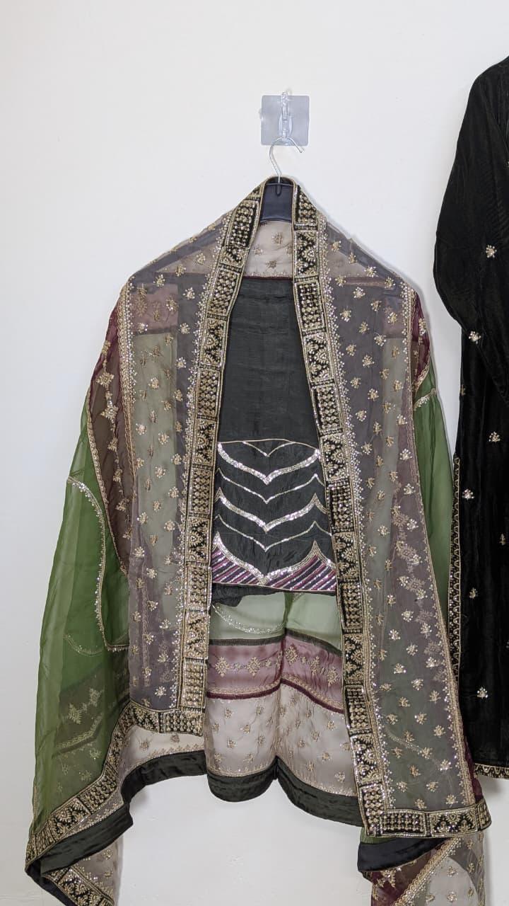 Amna Khurram Green Velvet 3pc Ready to wear