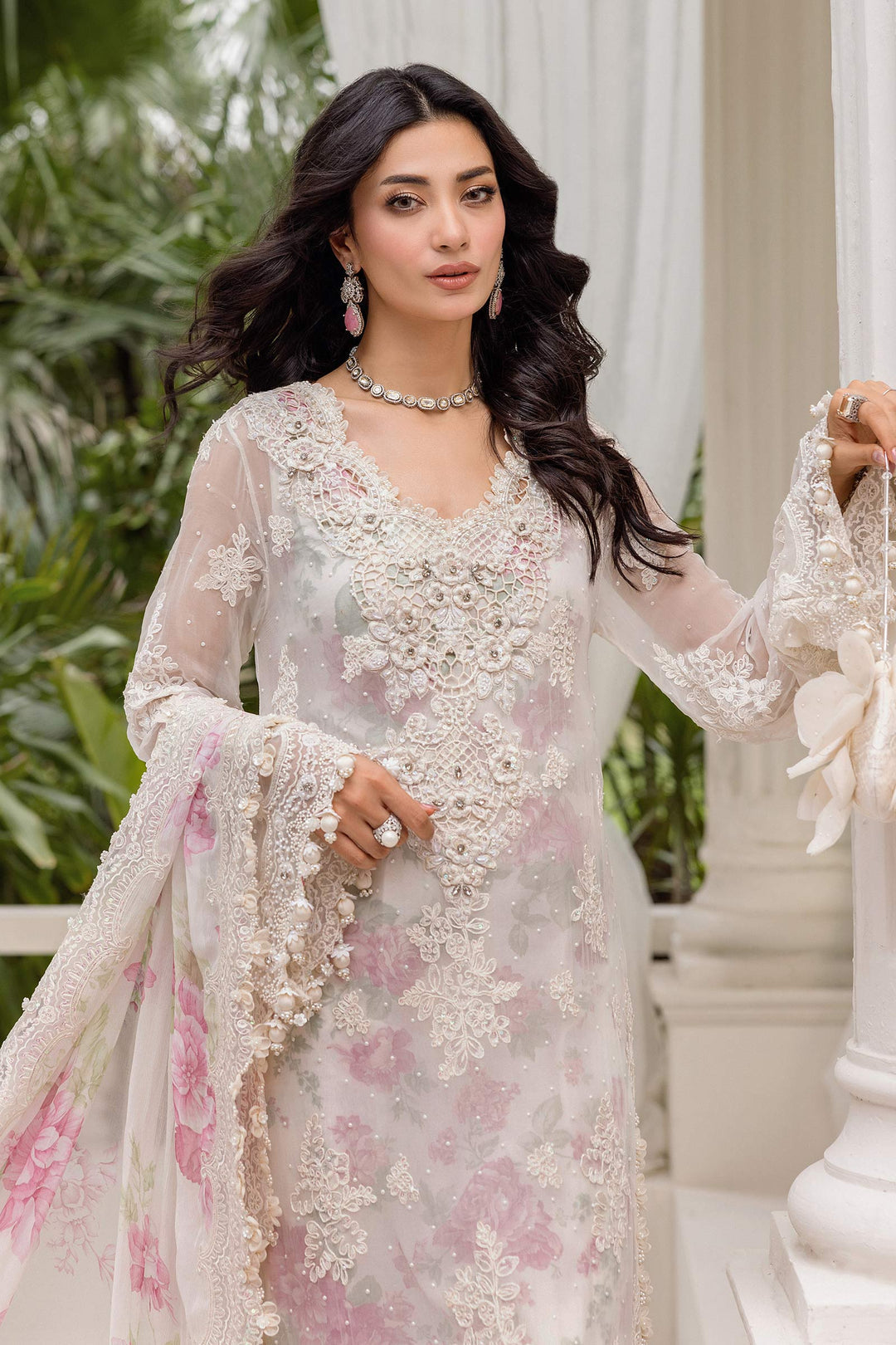 Maria B MPC-25-101 3 Piece Unstitched Embroidered Chiffon Suit