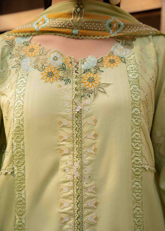 Jeem 3 PIECE EMBROIDERED FERN GREEN LAWN 25'