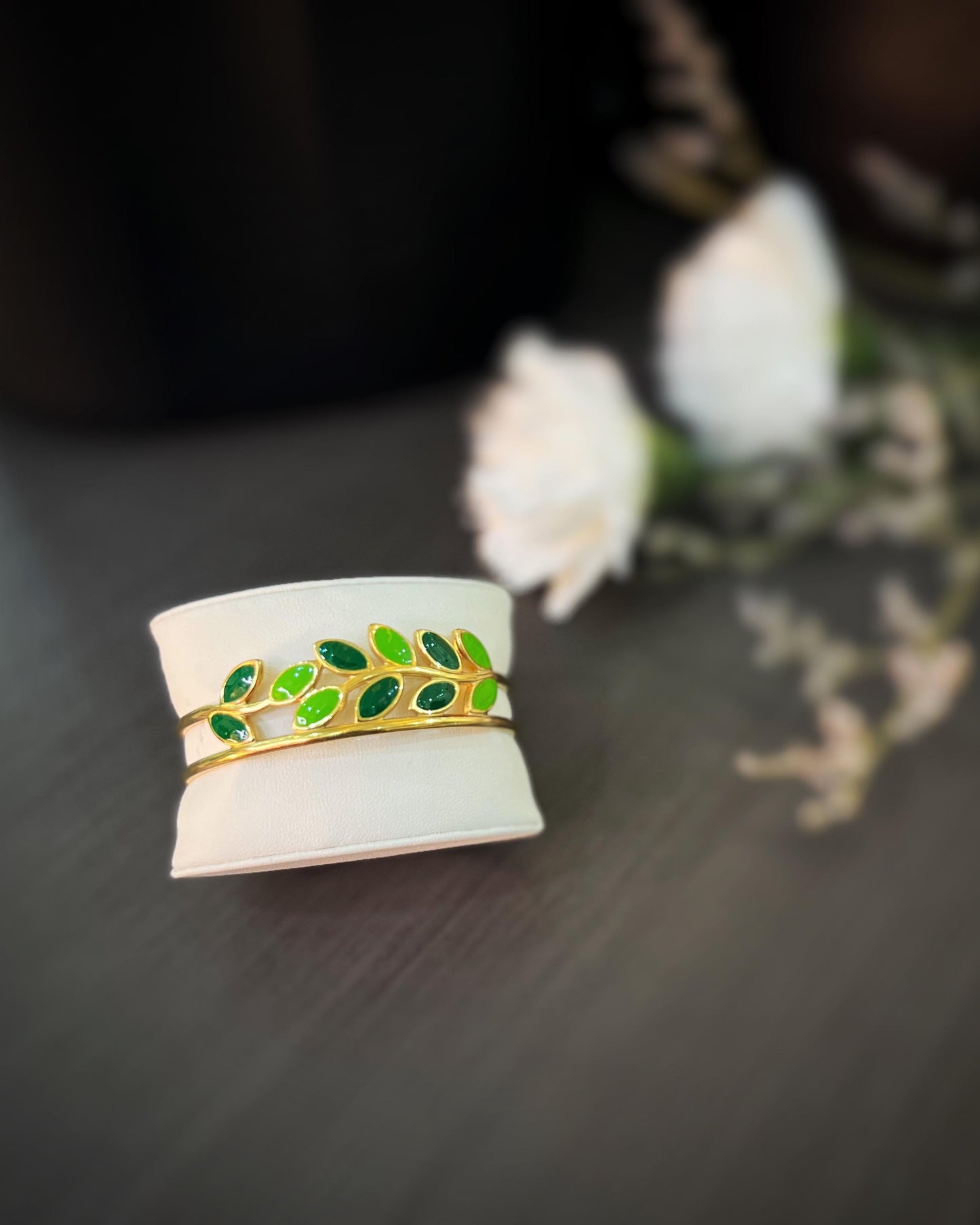 Nature-Inspired Laurel Branch Cuff Bracelet