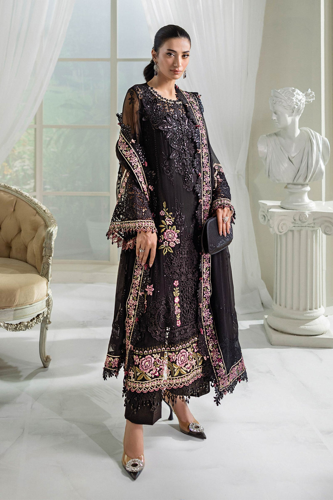 Maria B MPC-25-104 3 Piece Unstitched Embroidered Chiffon Suit