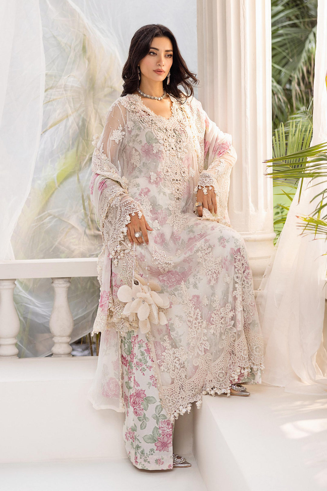 Maria B MPC-25-101 3 Piece Unstitched Embroidered Chiffon Suit