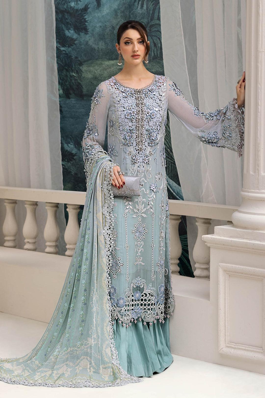 Maria B MPC-25-108 3 Piece Unstitched Embroidered Chiffon Suit