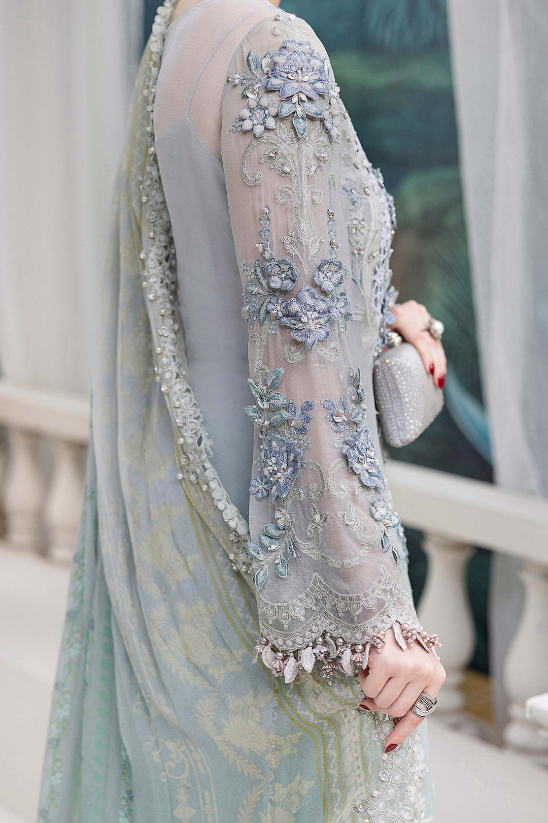 Maria B MPC-25-108 3 Piece Unstitched Embroidered Chiffon Suit