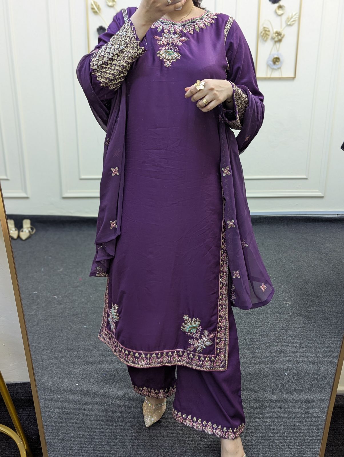 Amna Khurram Purple 3pc ready to wear collection