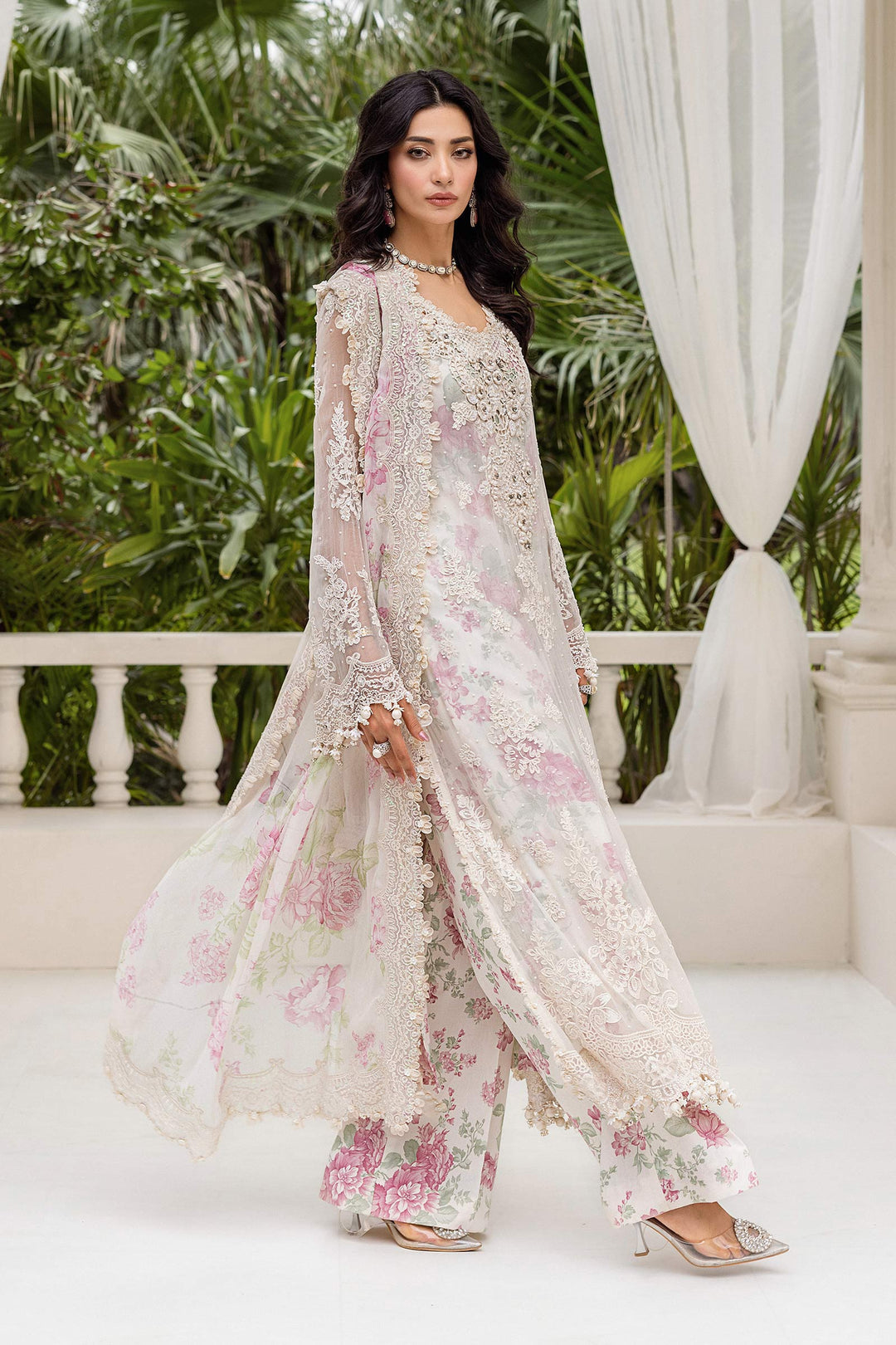 Maria B MPC-25-101 3 Piece Unstitched Embroidered Chiffon Suit