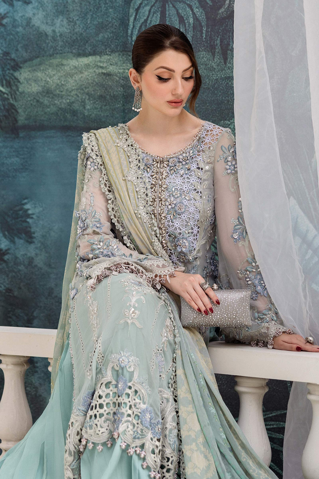 Maria B MPC-25-108 3 Piece Unstitched Embroidered Chiffon Suit