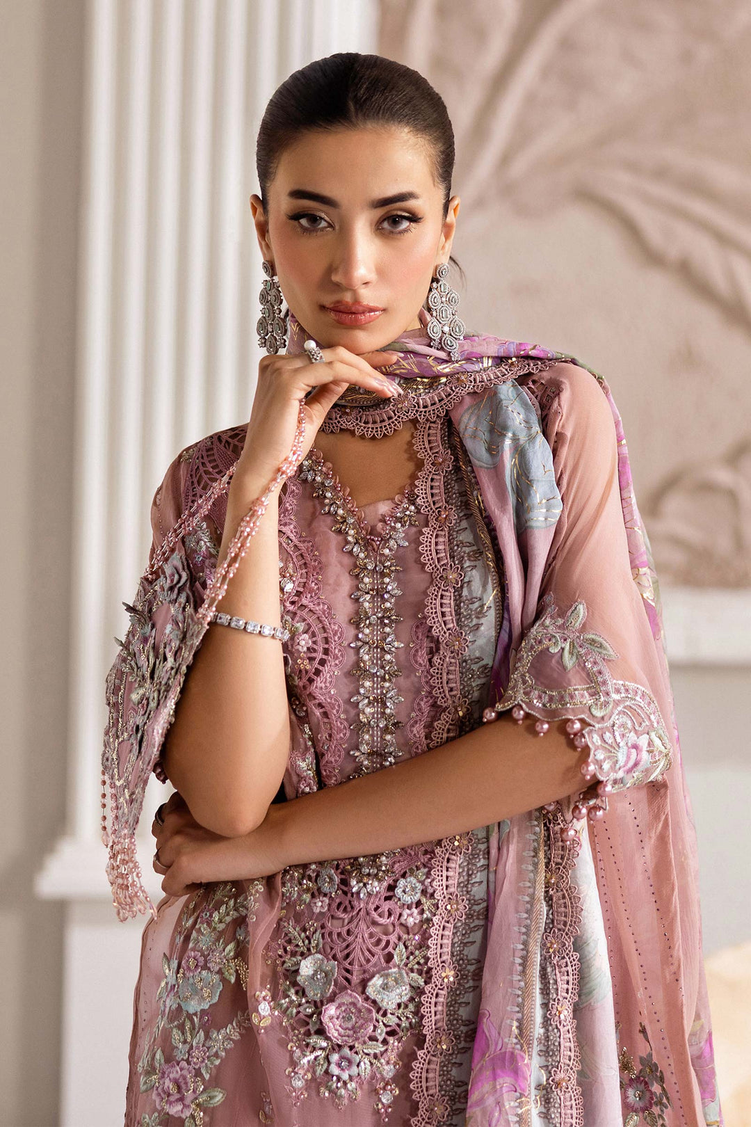 Maria B MPC-25-105 3 Piece Unstitched Embroidered Chiffon Suit