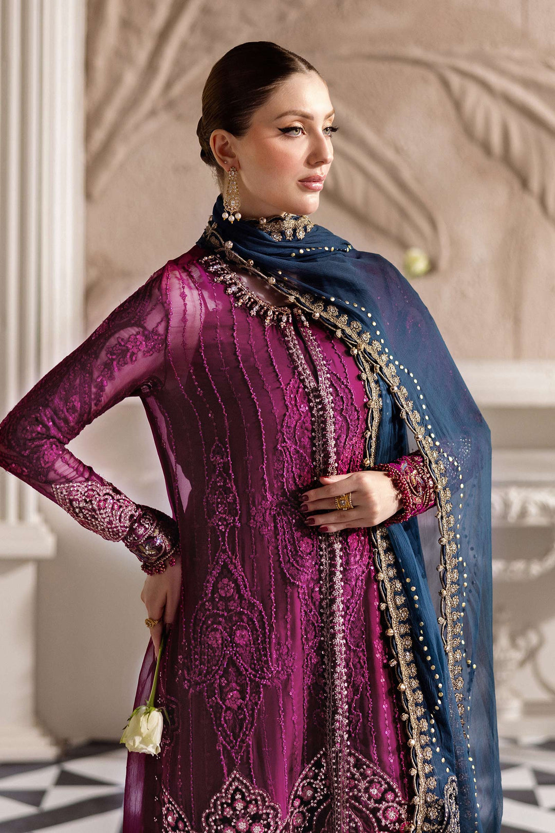 Maria B MPC-25-102 3 Piece Unstitched Embroidered Chiffon Suit