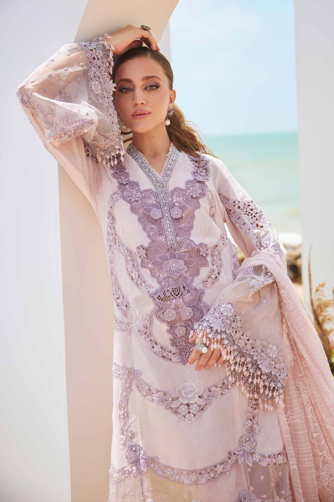 Maria b 3 Piece Unstitched Embroidered Lawn Suit | EID LAWN-25-02