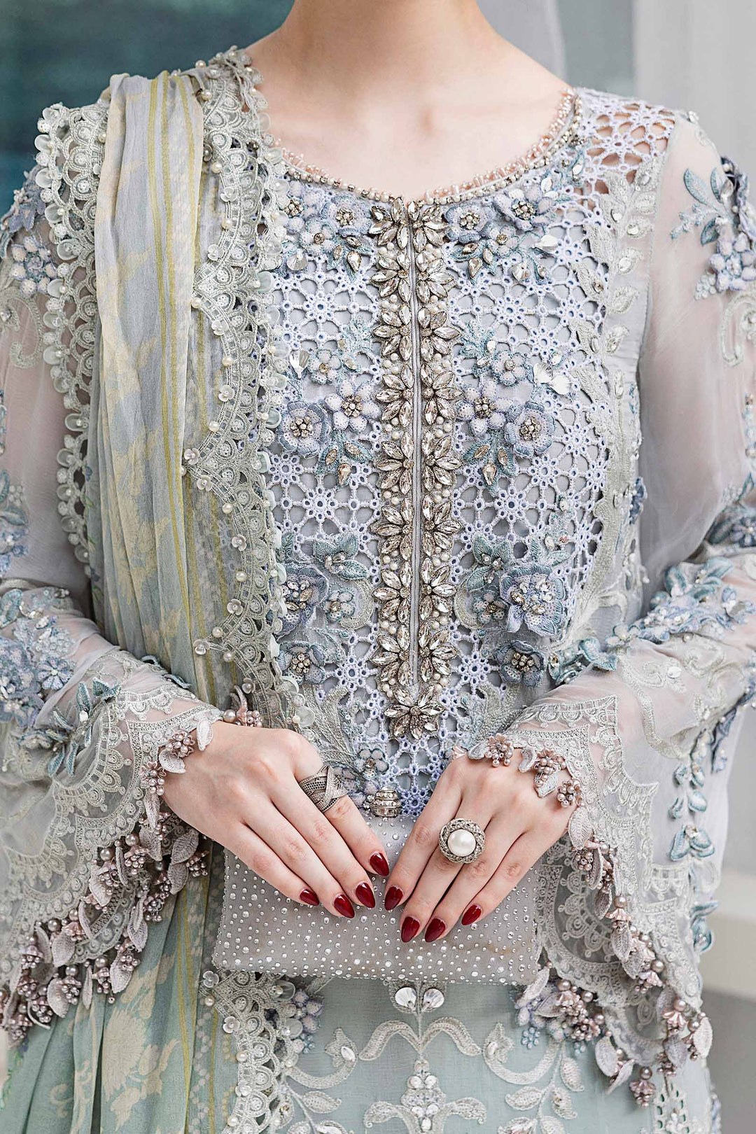 Maria B MPC-25-108 3 Piece Unstitched Embroidered Chiffon Suit