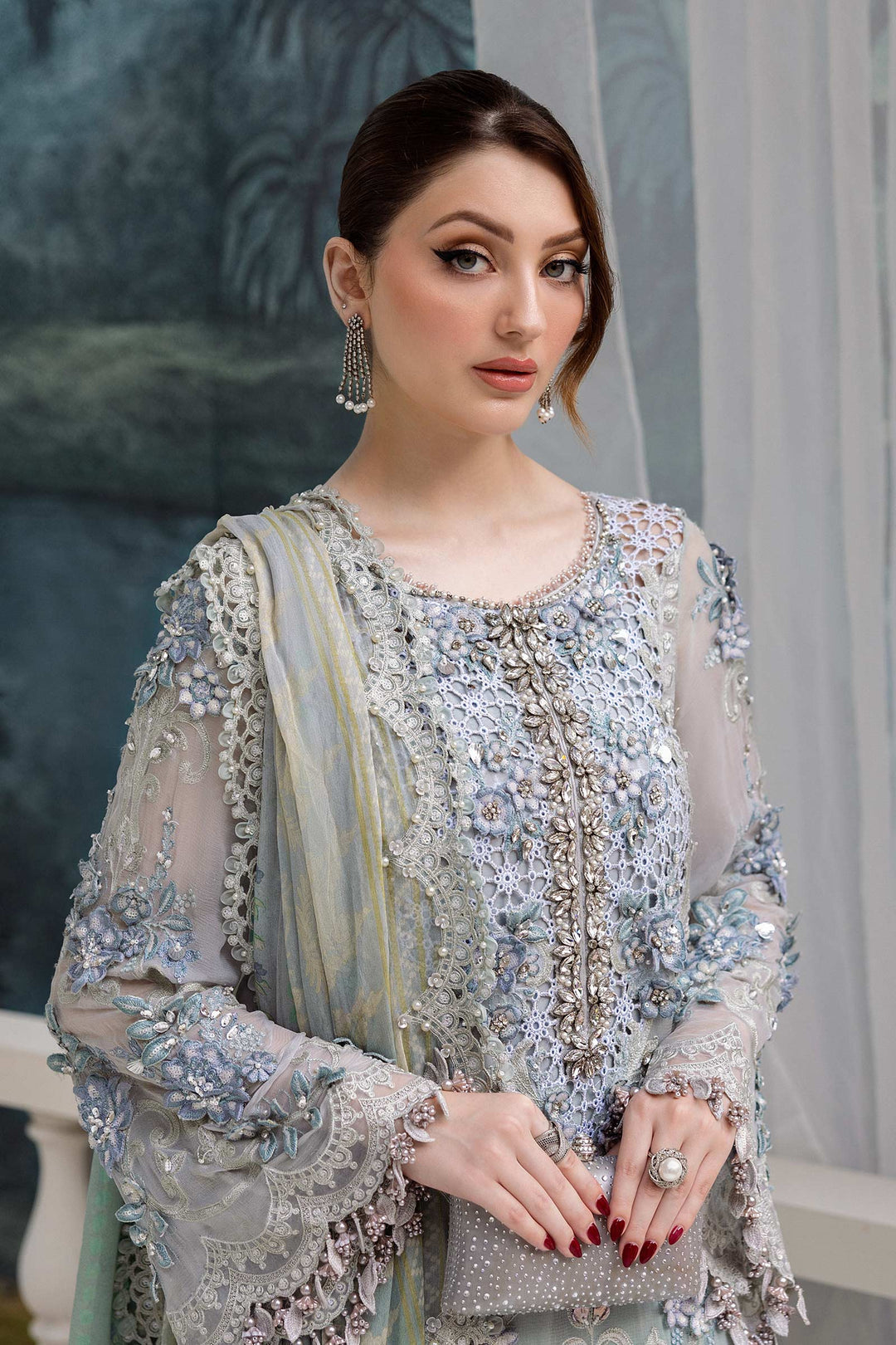 Maria B MPC-25-108 3 Piece Unstitched Embroidered Chiffon Suit