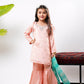 Kids Pink & Multicolor Formal 3 Piece Suit – Viscose Raw Silk (KDD-03282)