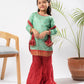 Kids Mint Green & Maroon Formal 3 Piece Suit – Polyester Tussar Silk ( KDD-03222)