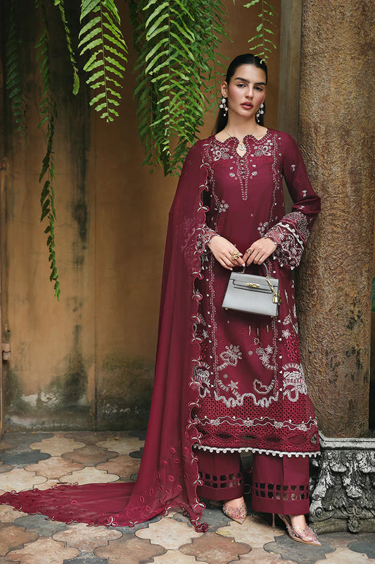 QLINE by QALAMKAR – GARNET | Chikankari Embroidered Lawn Unstitched 3-Piece Suit