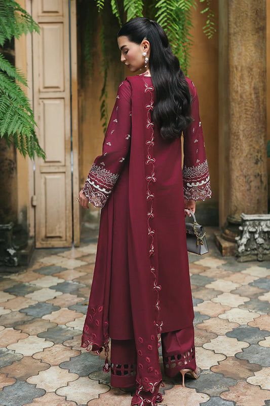 QLINE by QALAMKAR – GARNET | Chikankari Embroidered Lawn Unstitched 3-Piece Suit