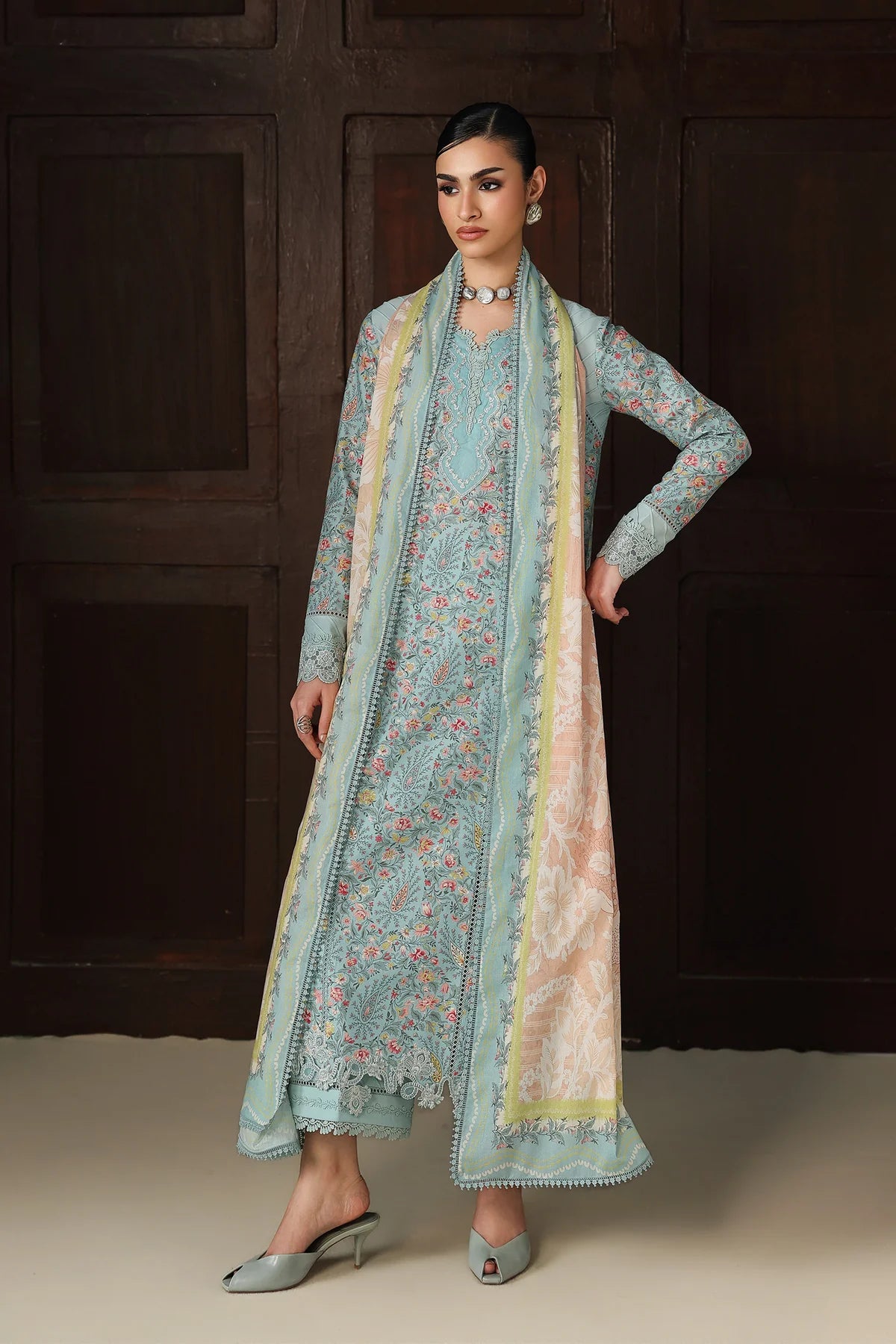 Qalamkar Qprints Digital Printed Unstitched 3 Piece Suit (Nazia)
