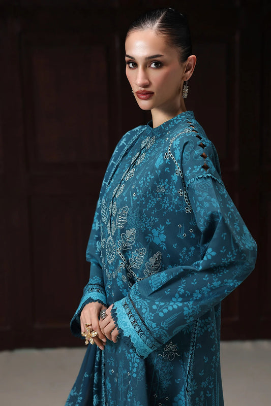 Qalamkar Qprints Digital Printed Stitched 3 Piece Suit (Alyra)