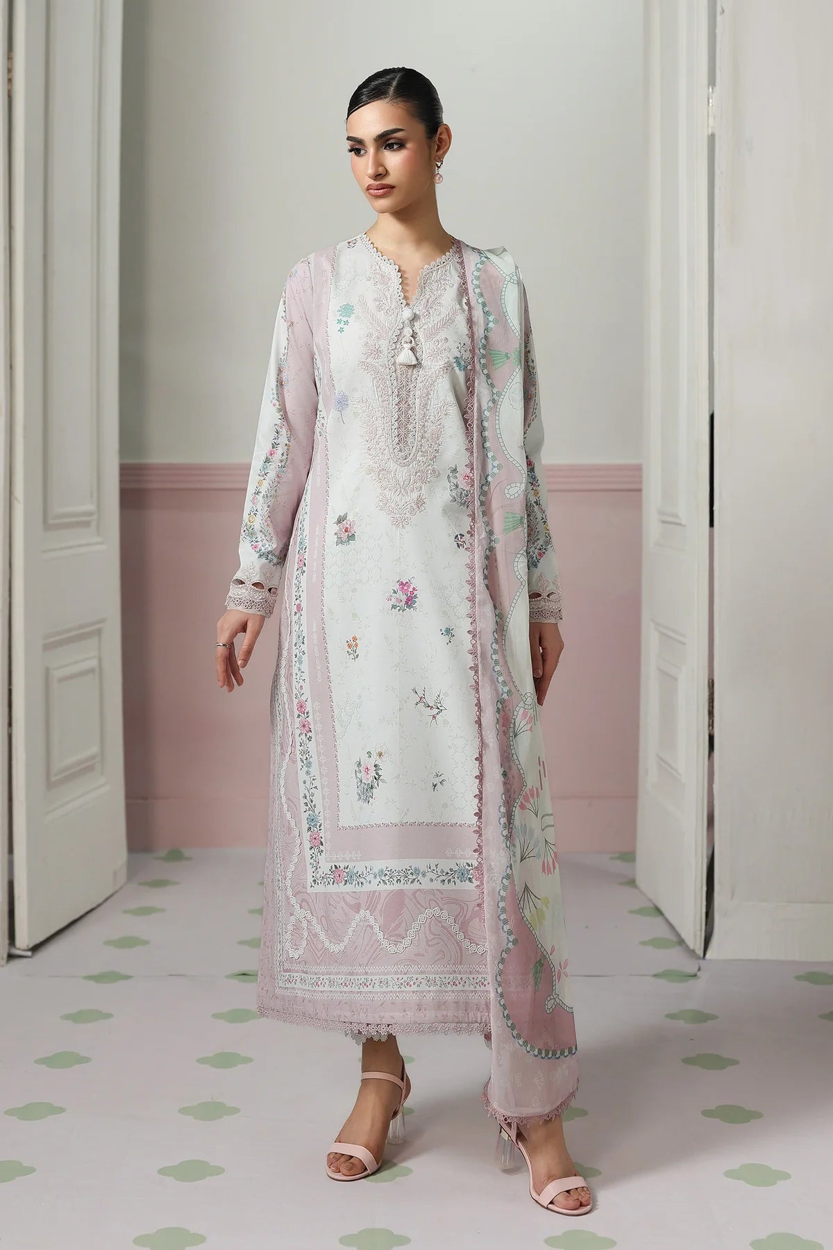 Qalamkar Qprints Digital Printed Stitched 3 Piece Suit (Minal)