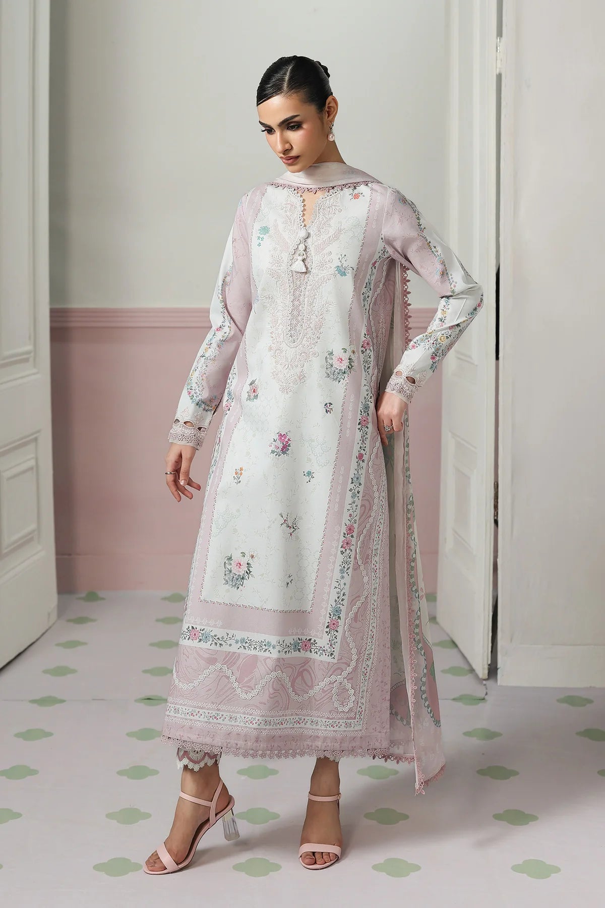 Qalamkar Qprints Digital Printed Stitched 3 Piece Suit (Minal)