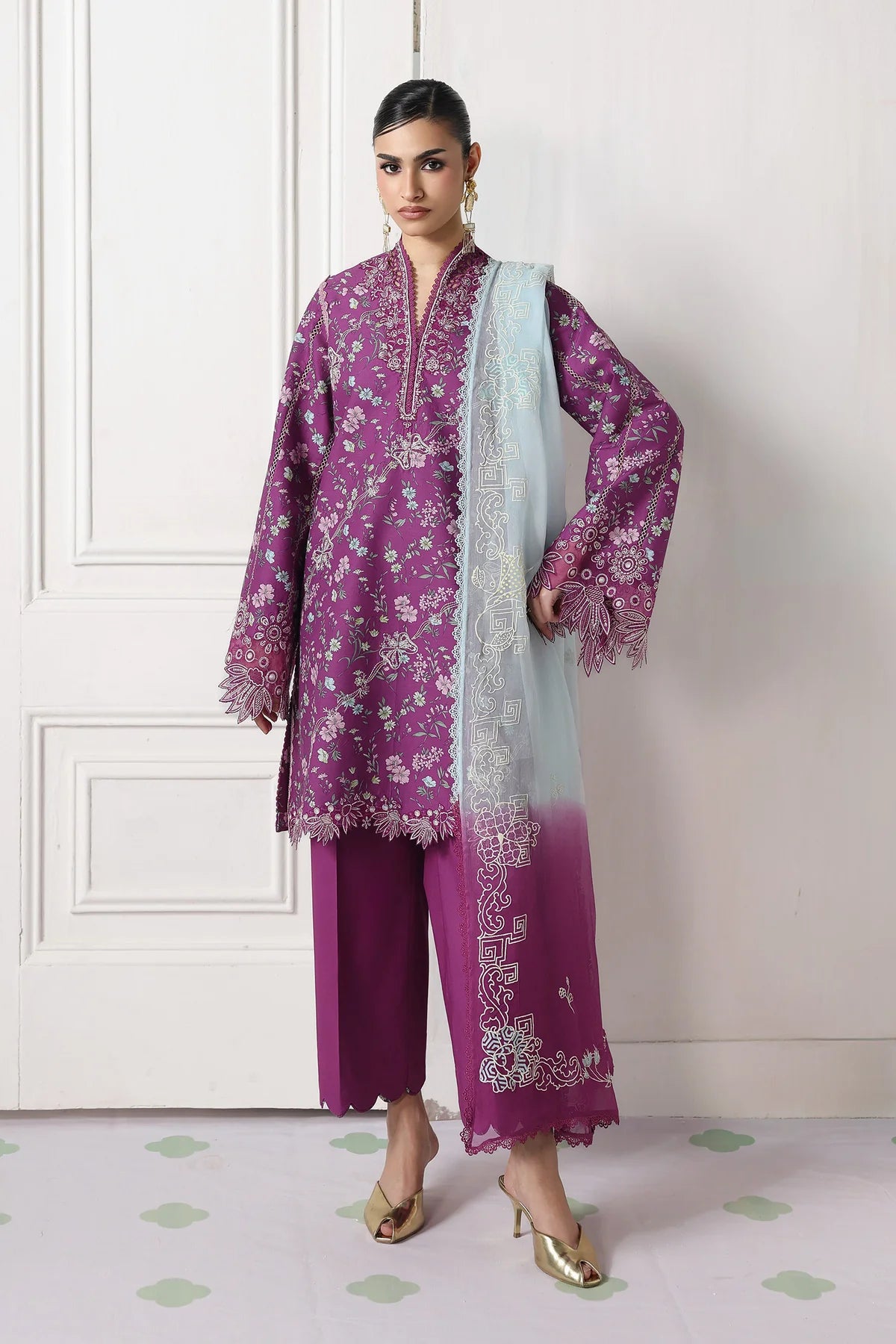Qalamkar Qprints Digital Printed Unstitched 3 Piece Suit (Brise)