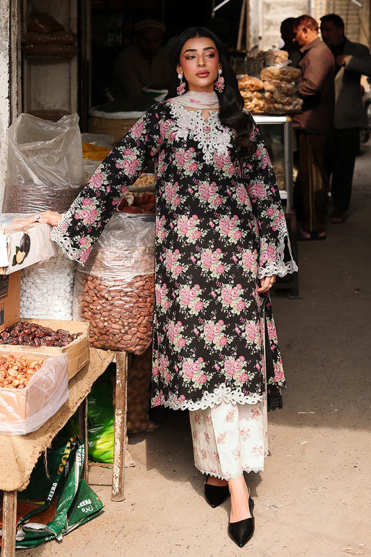 NISSA Floral Symphony – Embroidered & Printed Lawn Suit by Rajbari (Unstitched) 06
