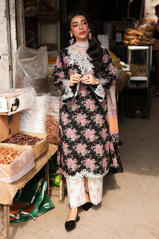 NISSA Floral Symphony – Embroidered & Printed Lawn Suit by Rajbari (Unstitched) 06