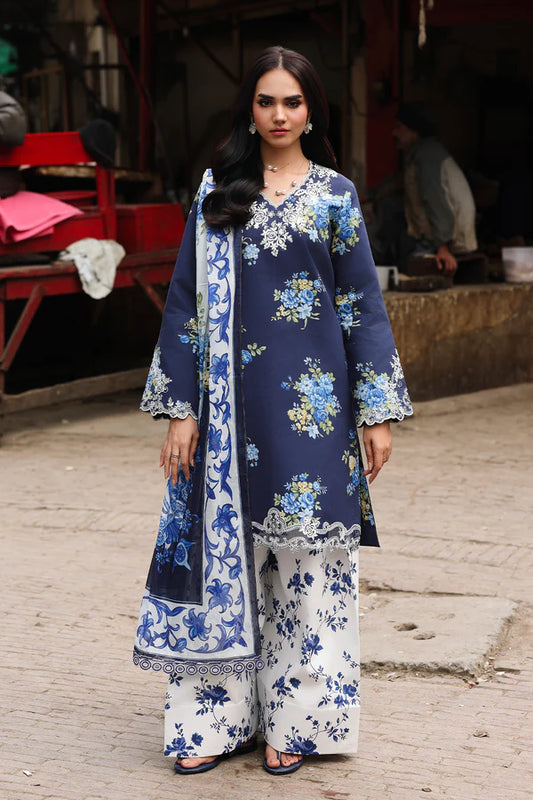 NISSA Floral Symphony – Embroidered & Printed Lawn Suit by Rajbari (Unstitched) 05