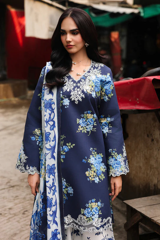 NISSA Floral Symphony – Embroidered & Printed Lawn Suit by Rajbari (Unstitched) 05