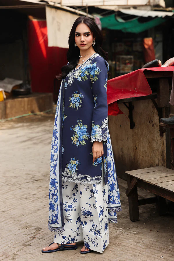 NISSA Floral Symphony – Embroidered & Printed Lawn Suit by Rajbari (Unstitched) 05