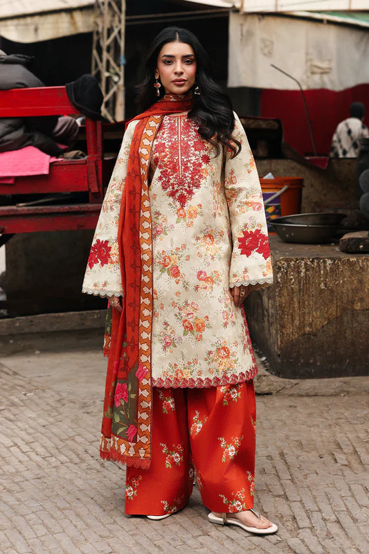 NISSA Floral Symphony – Embroidered & Printed Lawn Suit by Rajbari (Unstitched) 01