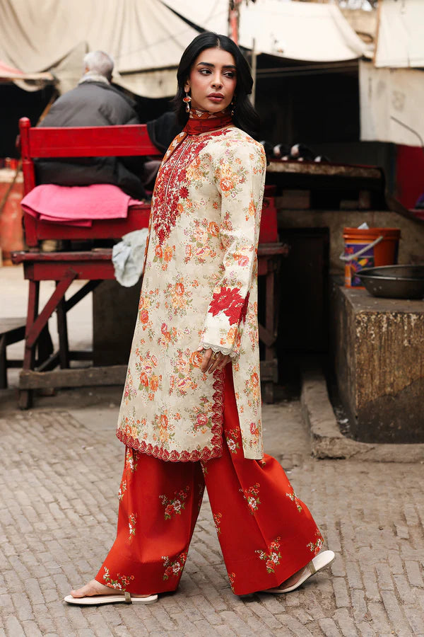 NISSA Floral Symphony – Embroidered & Printed Lawn Suit by Rajbari (Unstitched) 01