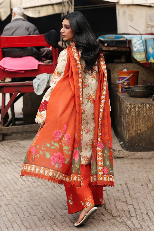 NISSA Floral Symphony – Embroidered & Printed Lawn Suit by Rajbari (Unstitched) 01
