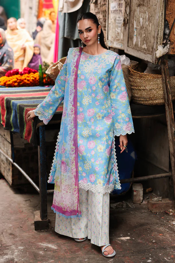 NISSA Floral Symphony – Embroidered & Printed Lawn Suit by Rajbari (Unstitched) 02