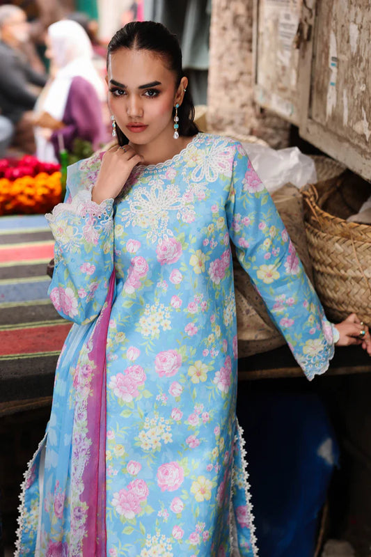 NISSA Floral Symphony – Embroidered & Printed Lawn Suit by Rajbari (Unstitched) 02
