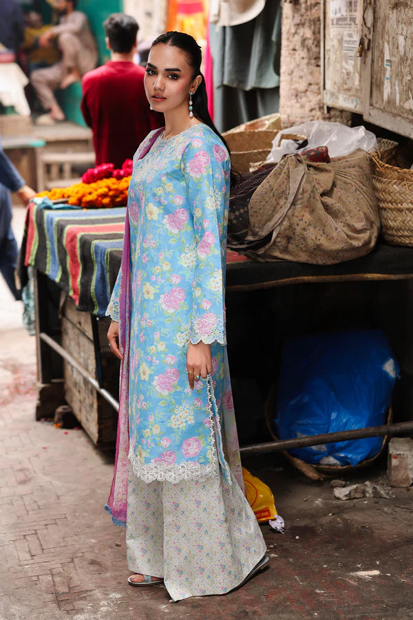 NISSA Floral Symphony – Embroidered & Printed Lawn Suit by Rajbari (Unstitched) 02