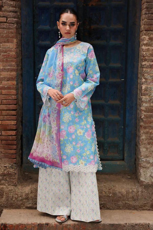 NISSA Floral Symphony – Embroidered & Printed Lawn Suit by Rajbari (Unstitched) 02