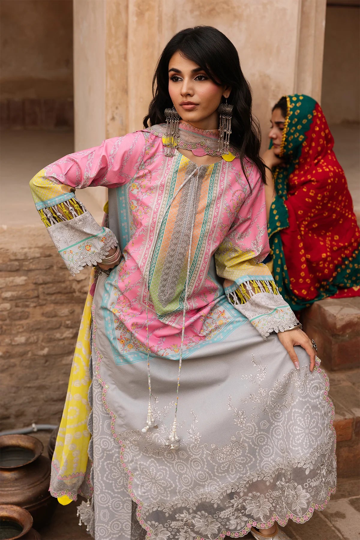 Charizma Chunri-Embroidered Printed Lawn Unstitched Suit with Chiffon Dupatta (CHN6-01)
