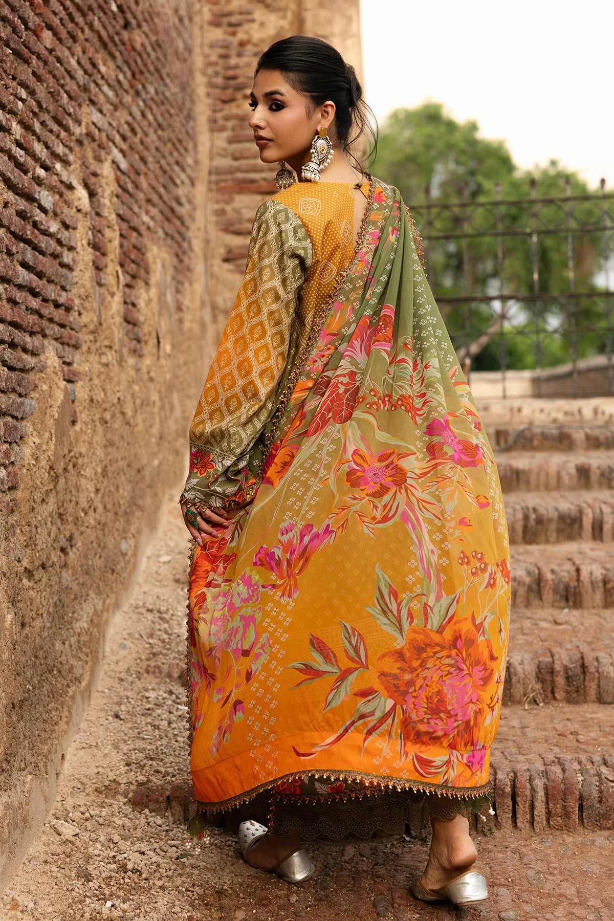 Charizma Chunri-Embroidered Printed Lawn Unstitched Suit with Chiffon Dupatta (CHN6-05)