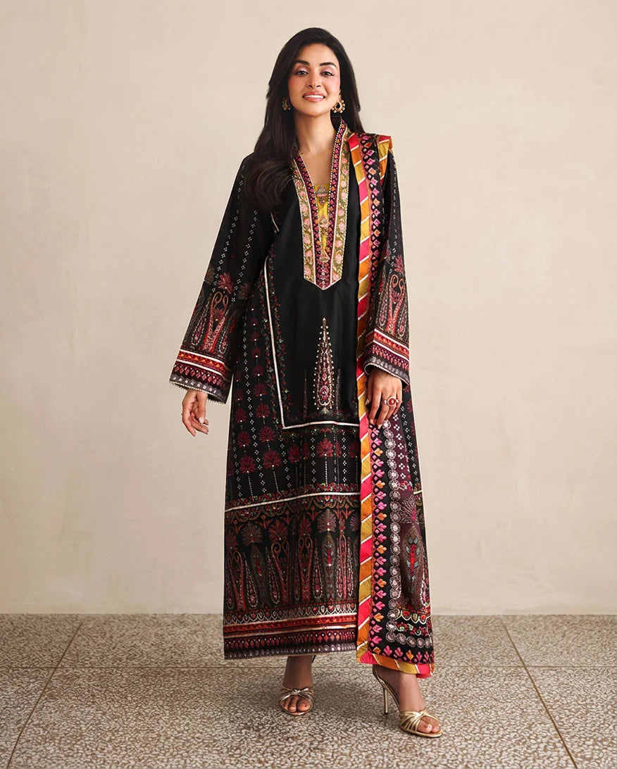 Hemline by Mushq Nirvana 26 Embroidered 3-Piece Unstitched Suit (Star off Duty)