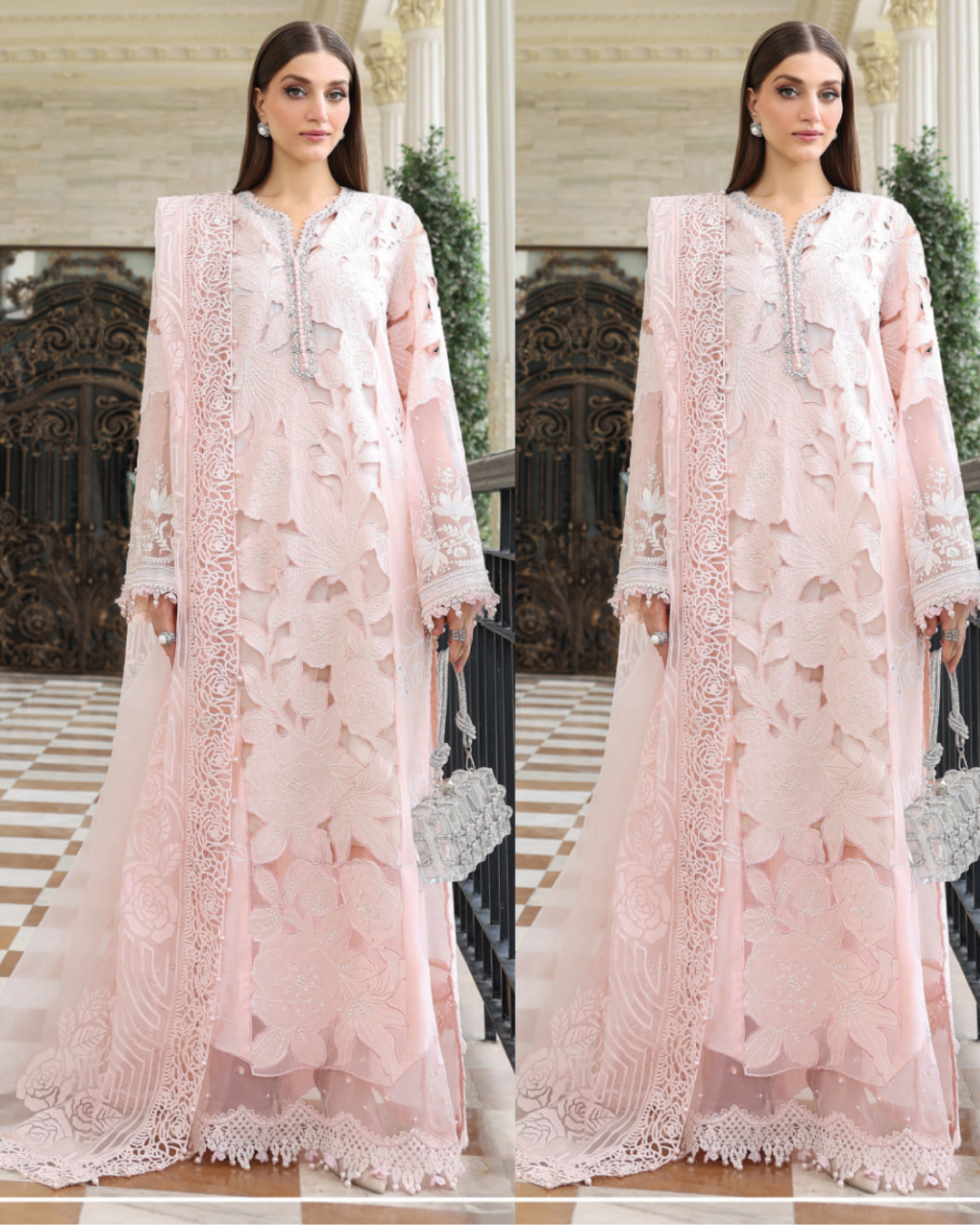 Maria.B 3 Piece Unstitched Embroidered Jacquard Lawn Suit (D-2)