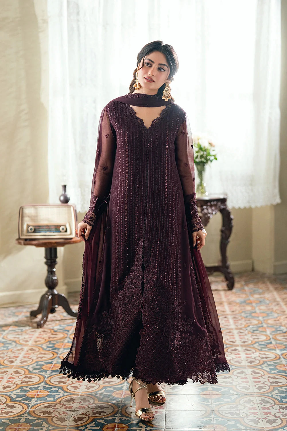 Azure Ensembles '26 - Premium 3 Piece Unstitched Suit (Nectar Rouge)